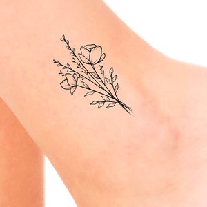 Small Flowers Temporary Tattoo / floral tattoo