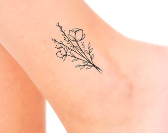 Small Flowers Temporary Tattoo / floral tattoo