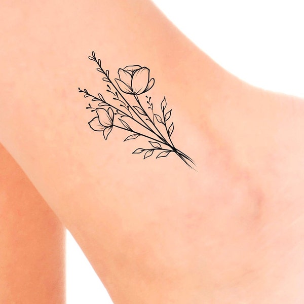 Small Flowers Temporary Tattoo / floral tattoo