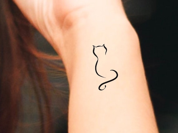 Tatouage De Contour De Chat Noir Egyptian Chat Noir Danger À La