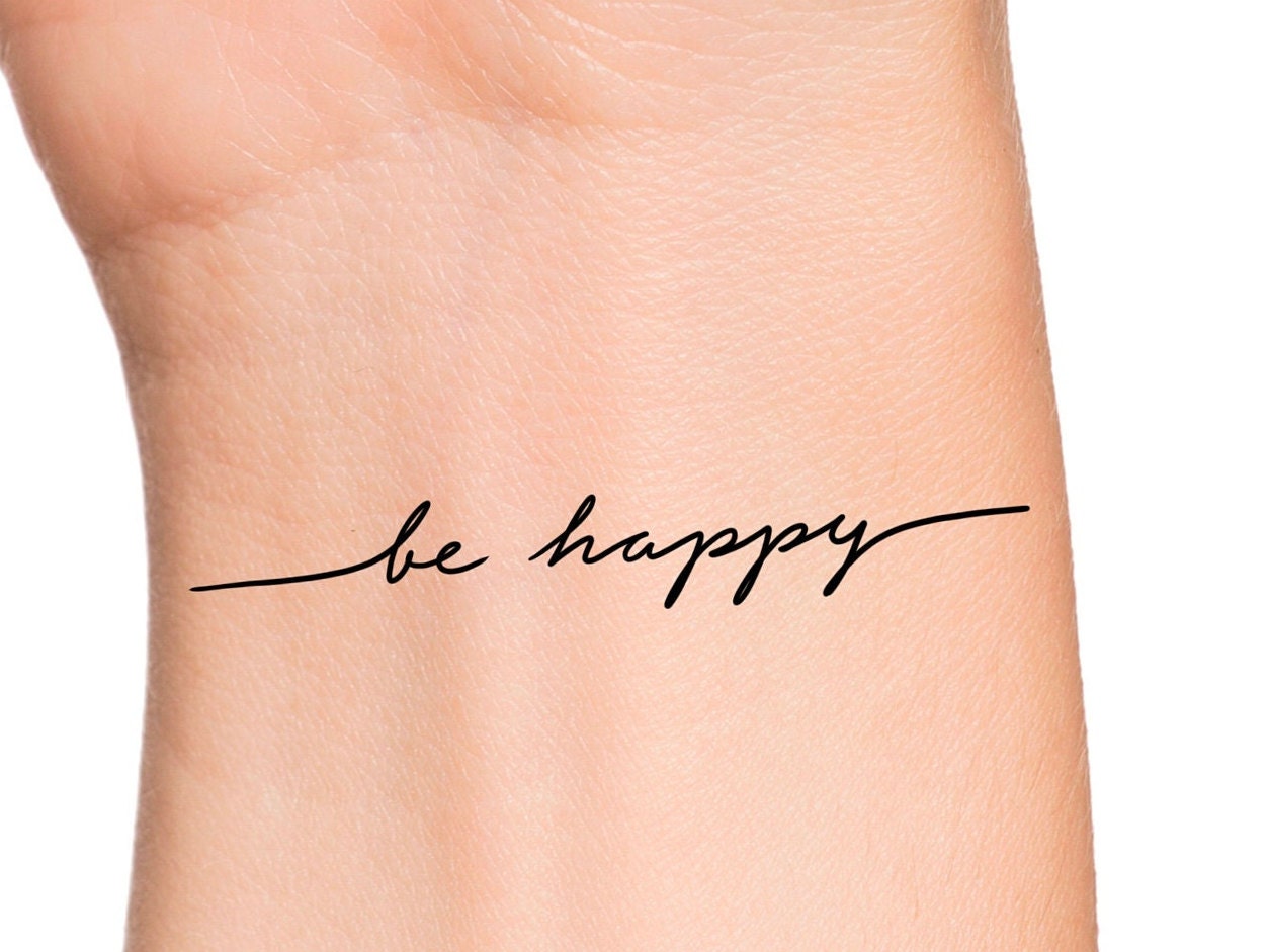 By Yenty Jap Fake Tattoo Be Happy  Calligraphy Tyler HD Png Download   Transparent Png Image  PNGitem