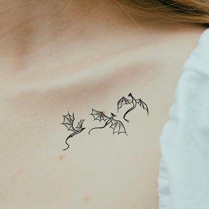3 Dragons Temporary Tattoo / fantasy tattoo