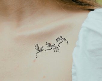 3 Dragons Temporary Tattoo / fantasy tattoo