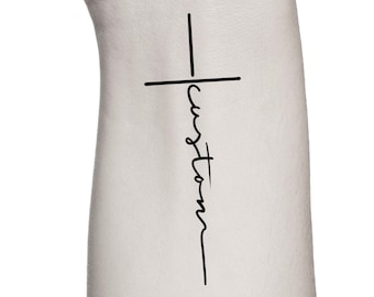 Custom Word Cross Temporary Tattoo