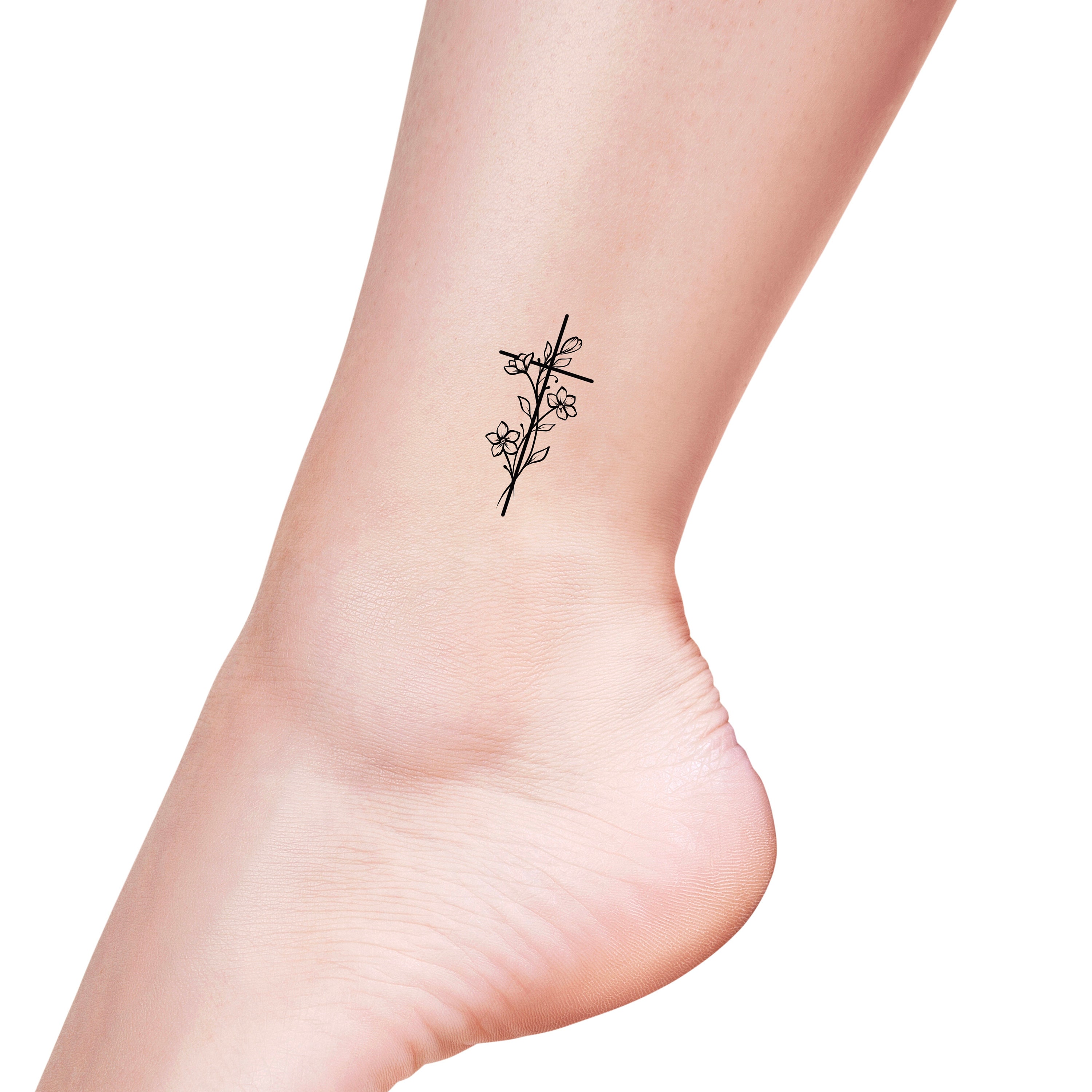 Wildflowers Cross Temporary Tattoo / Floral Cross / Cross - Etsy Sweden