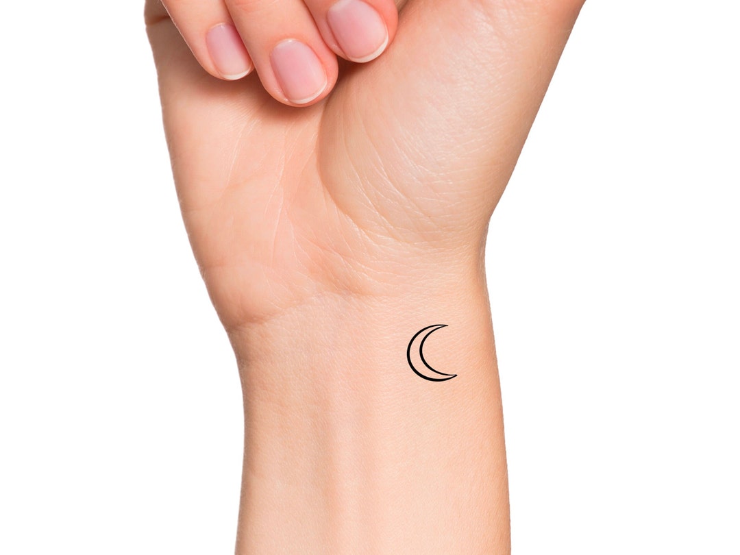 Small Crescent Moon Temporary Tattoo / Moon Temp Tattoo Etsy