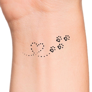 Heart Paw Prints Temporary Tattoo / Dog Tattoo / Pet Tattoo