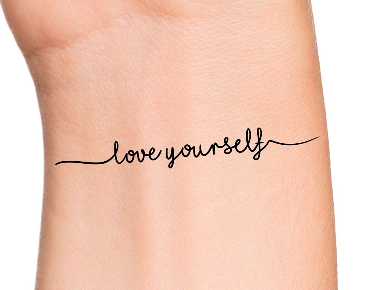 Buy Love Yourself Temporary Tattoo / Words Tattoo / Love Tattoo ...