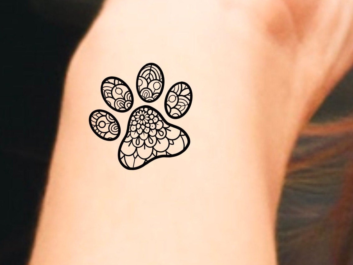 Paw Print Temporary Tattoo / Dog Tattoo Animals | Etsy