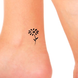 Daisy Temporary Tattoo / floral tattoo / small flower tattoo / ankle temporary tattoo