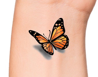 3D Butterfly Temporary Tattoo / Temporary Tattoo orange butterfly / tattoo design / tattoo women