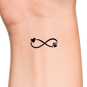 Infinity Paw Print Heart Temporary Tattoo / Dog Tattoo