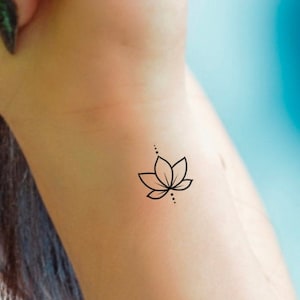 Small Lotus Temporary Tattoo / little dots tattoo / small floral tattoo / floral tattoo / tiny lotus tattoo / little lotus
