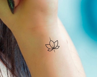 Small Lotus Temporary Tattoo / little dots tattoo / small floral tattoo / floral tattoo / tiny lotus tattoo / little lotus