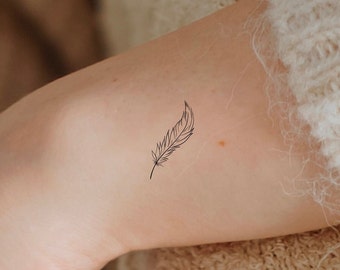 Feather Temporary Tattoo Fine Line Feather Tattoo