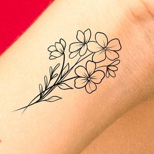 Wildflowers Temporary Tattoo / floral tattoo / flowers temp tattoo