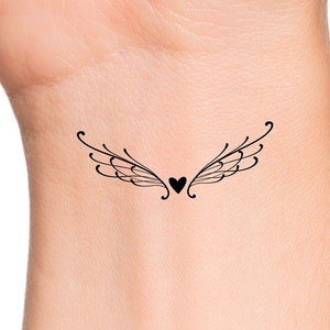 Heart Angel Wings Temporary Tattoo