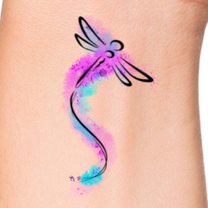 Watercolor Dragonfly Temporary Tattoo