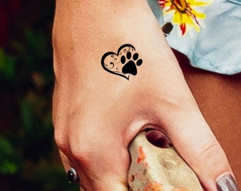 Vært for sav stak Paw Heart Tattoo | Etsy