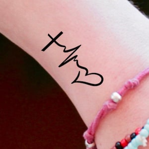 Faith Hope Love Temporary Tattoo / religious tattoo / cross tattoo