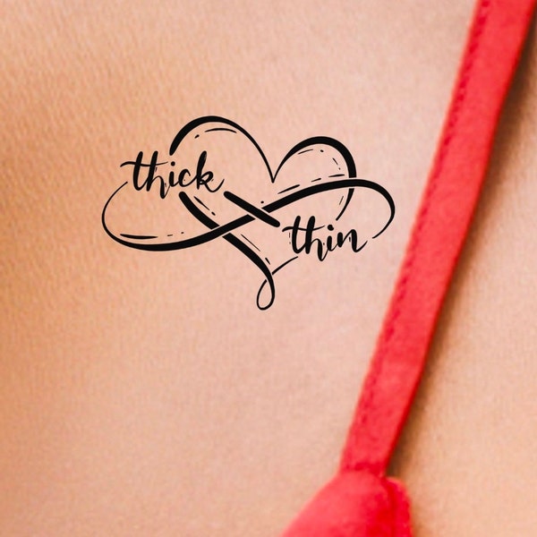 Infinity Heart Thick Thin Temporary Tattoo / through thick and thin / heart tattoo / infinity tattoo