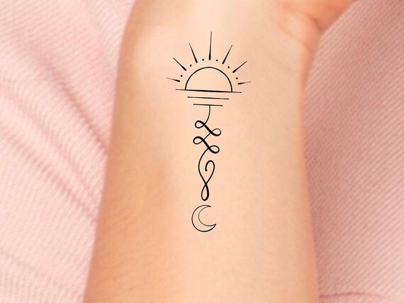 Buy Unalome Sun Moon Temporary Tattoo  Small Sun Tattoo  Online in India   Etsy