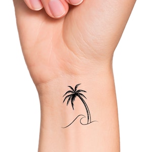 Palm Tree Wave Temporary Tattoo