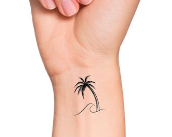 Palm Tree Wave Temporary Tattoo