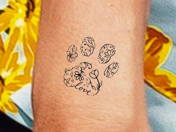 Paw Print Floral Temporary Tattoo / Dog Tattoo / Paw Print - Etsy Finland Paw Print Floral Temporary Tattoo / Dog Tattoo / Paw Print - Etsy Finland