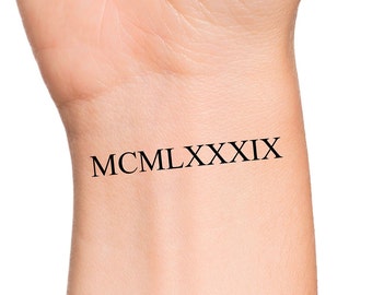 Custom Roman Numerals Temporary Tattoo / Custom Temporary Tattoo
