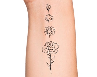 Rose Blooming Temporary Tattoo / Small Rose Tattoo / Rose - Etsy Rose Blooming Temporary Tattoo / Small Rose Tattoo / Rose - Etsy