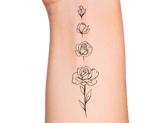 Soft Rose Flower Embroidered Tattoo Practice Set For Beginners