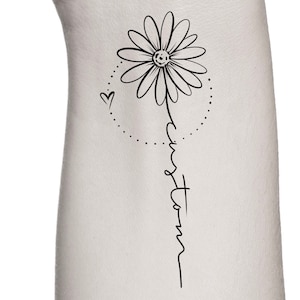 Custom Word Flower Temporary Tattoo