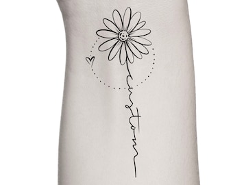 Custom Word Flower Temporary Tattoo