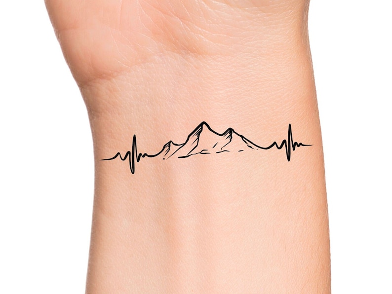 Mountain Heartbeat Temporary Tattoo Etsy