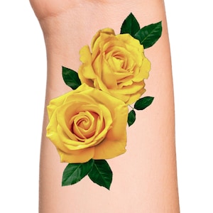 Yellow Roses Temporary Tattoo / floral tattoo / large rose tattoo / rose tattoo