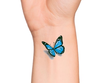 3D Butterfly Temporary Tattoo / Temporary Tattoo blue butterfly / tattoo design / tattoo women