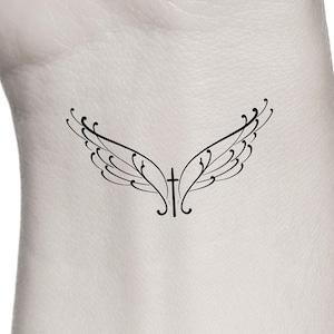 Cross Angel Wings Temporary Tattoo