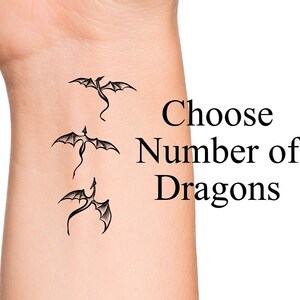 Dragons Temporary Tattoo / Choose Number of Dragons / Fantasy Tattoo