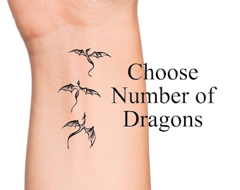 Dragons Temporary Tattoo / Choose Number of Dragons / Fantasy Tattoo