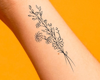 Daisy Wild Flowers Temporary Tattoo / Floral Tattoo