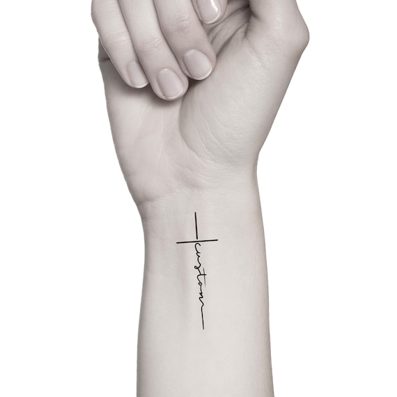 Custom Word Cross Temporary Tattoo - Etsy