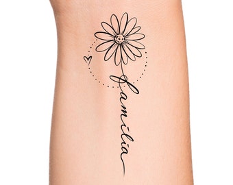 Daisy Flower Familia Temporary Tattoo / floral tattoo / family tattoo