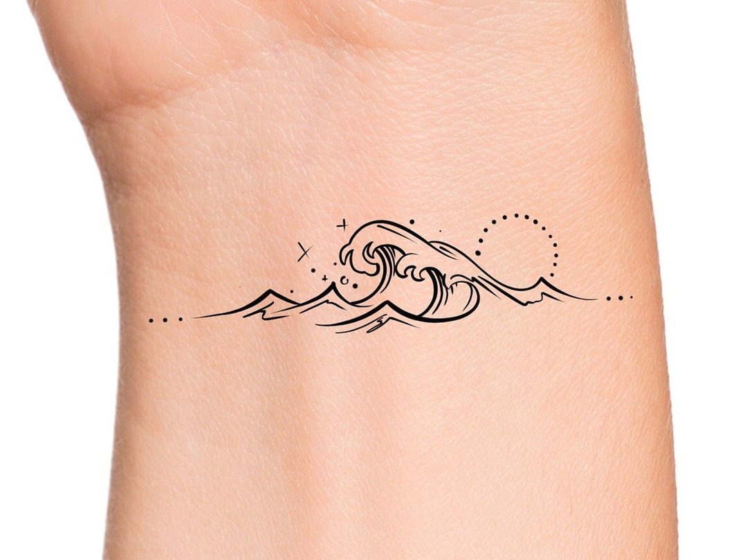 Wave Stars Temporary Tattoo / Ocean Wave Tattoo / Star Tattoo / Moon Tattoo  - Etsy UK