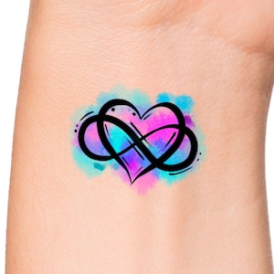 Infinity Heart Temporary Tattoo / watercolor tattoo
