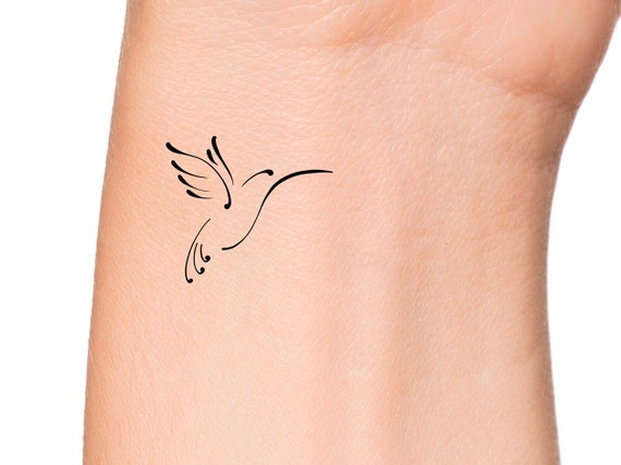 Geometric Hummingbird Prismfoil Tattoo – Tattoo for a week