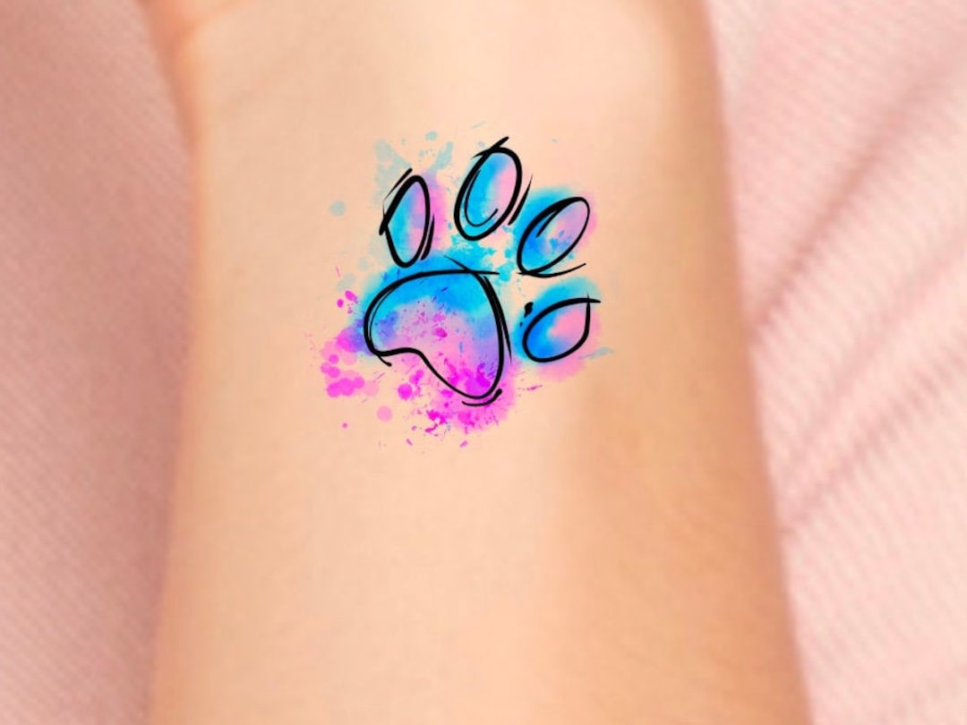 Watercolor Paw Print Temporary Tattoo - Etsy