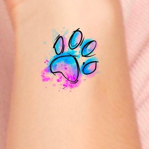 Watercolor Paw Print Temporary Tattoo