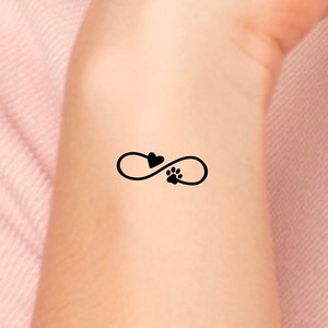 Infinity Paw Print Heart Temporary Tattoo / Dog Tattoo