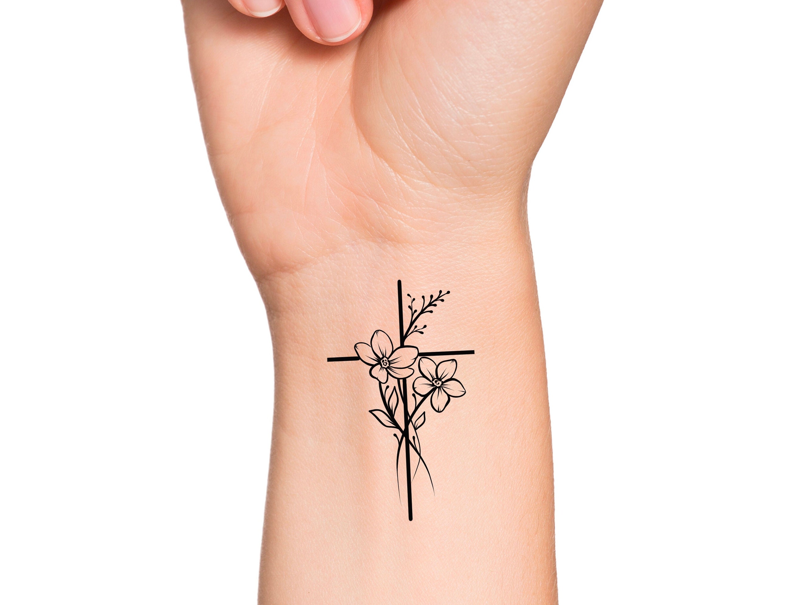 Cross Flower Tattoos - Etsy